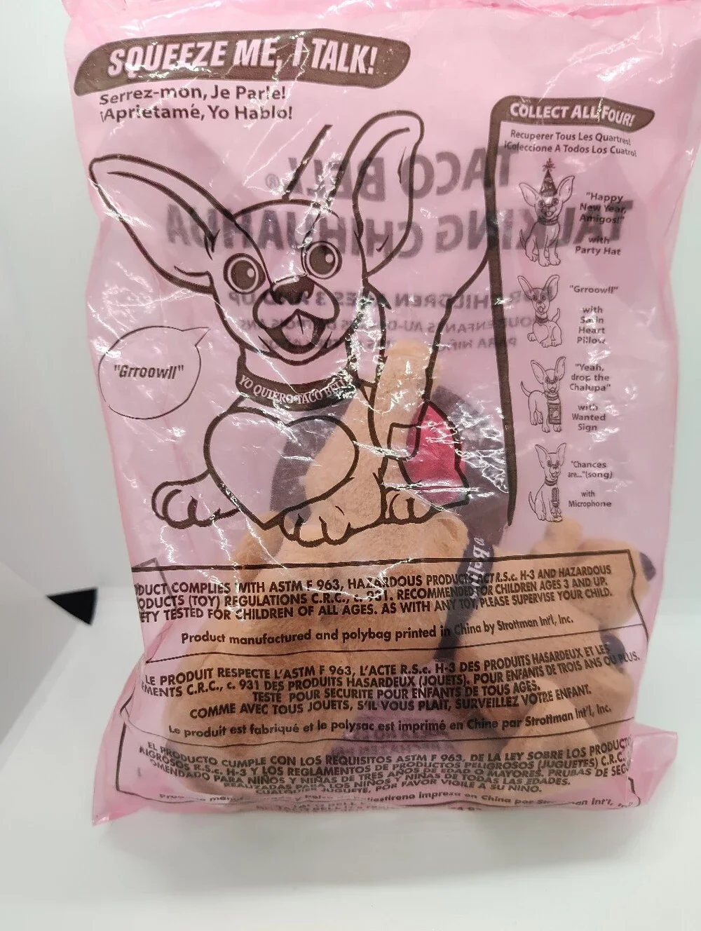 Taco bell Chihuahua With Red Heart Plush - Pink Packaging